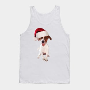 Funny Christmas Jack Russell In Santa Hat Tank Top